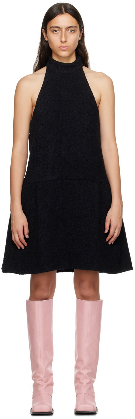 Mekko We11done We11done Pleated Halter Neck Minidress Musta | WD-OP3-23-106-W-BK