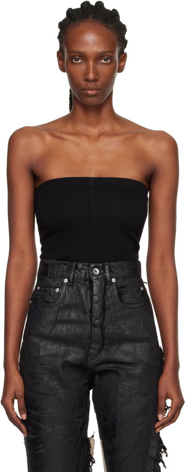 Tankkitoppi Rick Owens Rick Owens Concordians Runway Ribbed Tube Top Musta | RO02E4674 WS, 0