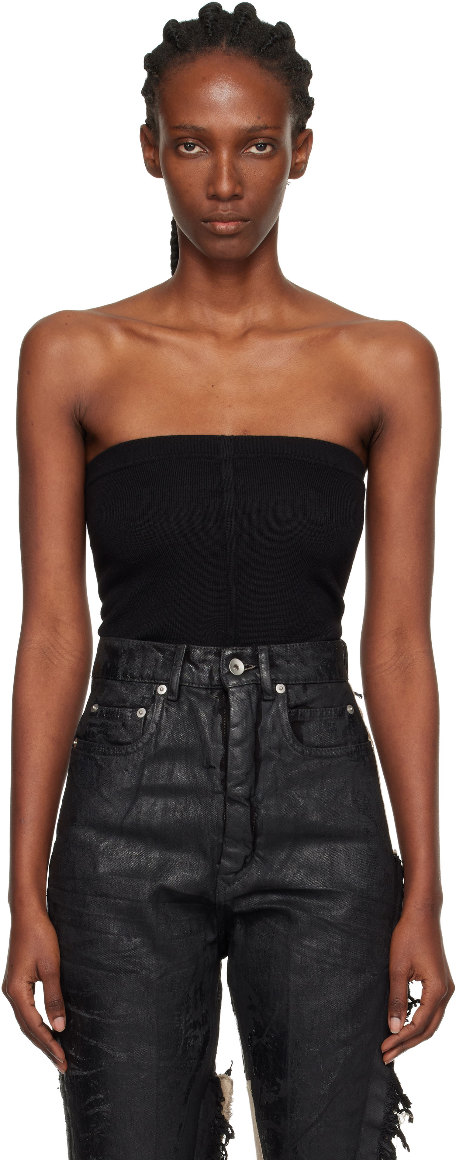 Tankkitoppi Rick Owens Rick Owens Concordians Runway Ribbed Tube Top Musta | RO02E4674 WS, 0