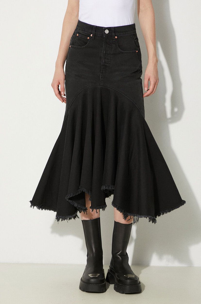 Hame VETEMENTS VETEMENTS Denim Midi A-Line Skirt Musta | WE64SK700B