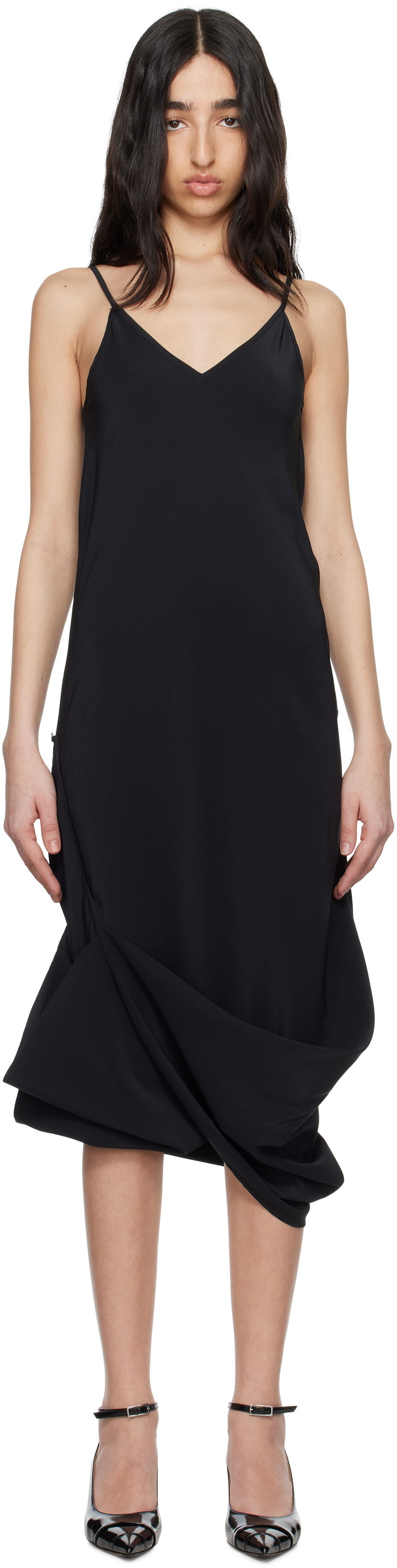 Mekko Maison Margiela MM6 Maison Margiela Silk Maxi Slip Dress Musta | S62DG0047 M35441