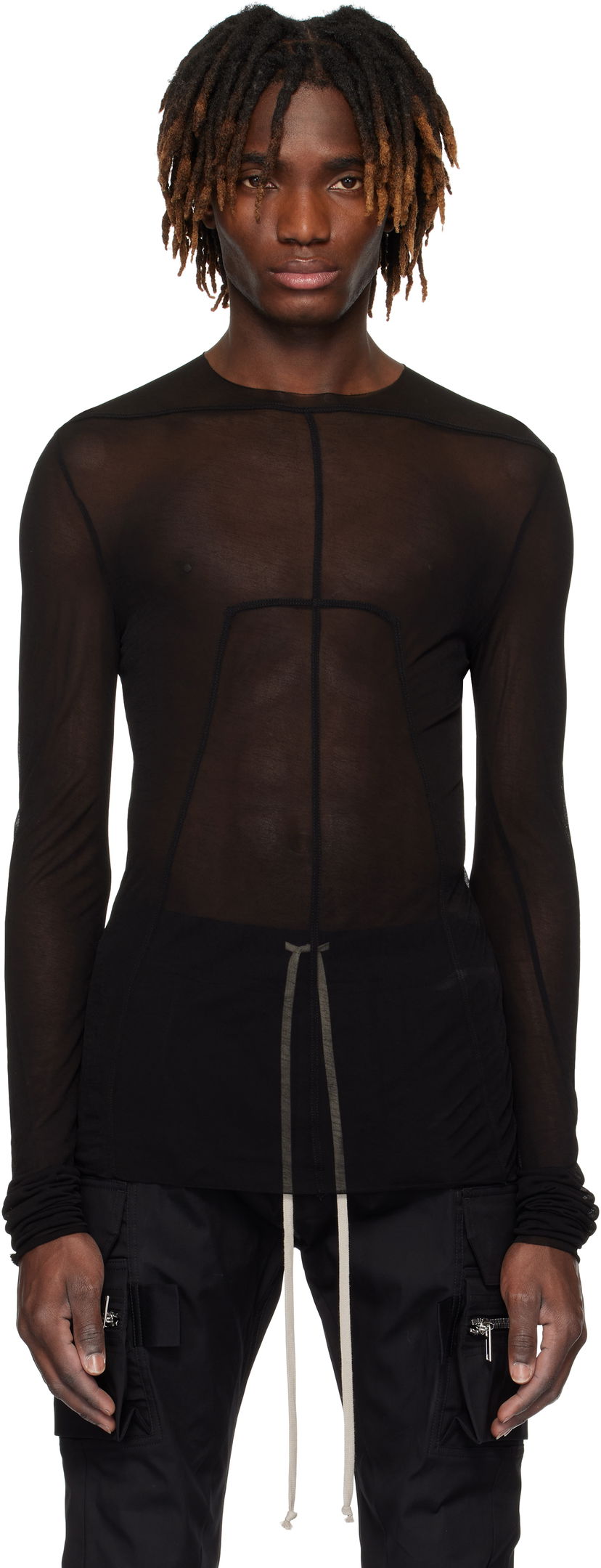 T-paita Rick Owens Rick Owens Hollywood Edfu Mesh T-Shirt Musta | RU01E5271 JCR