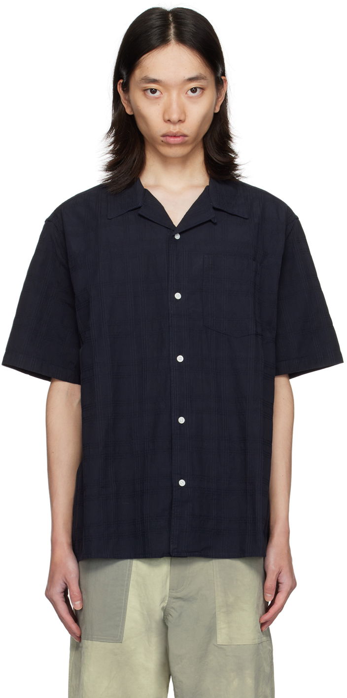 Paita NORSE PROJECTS Short Sleeve Seersucker Shirt Musta | N40-0799