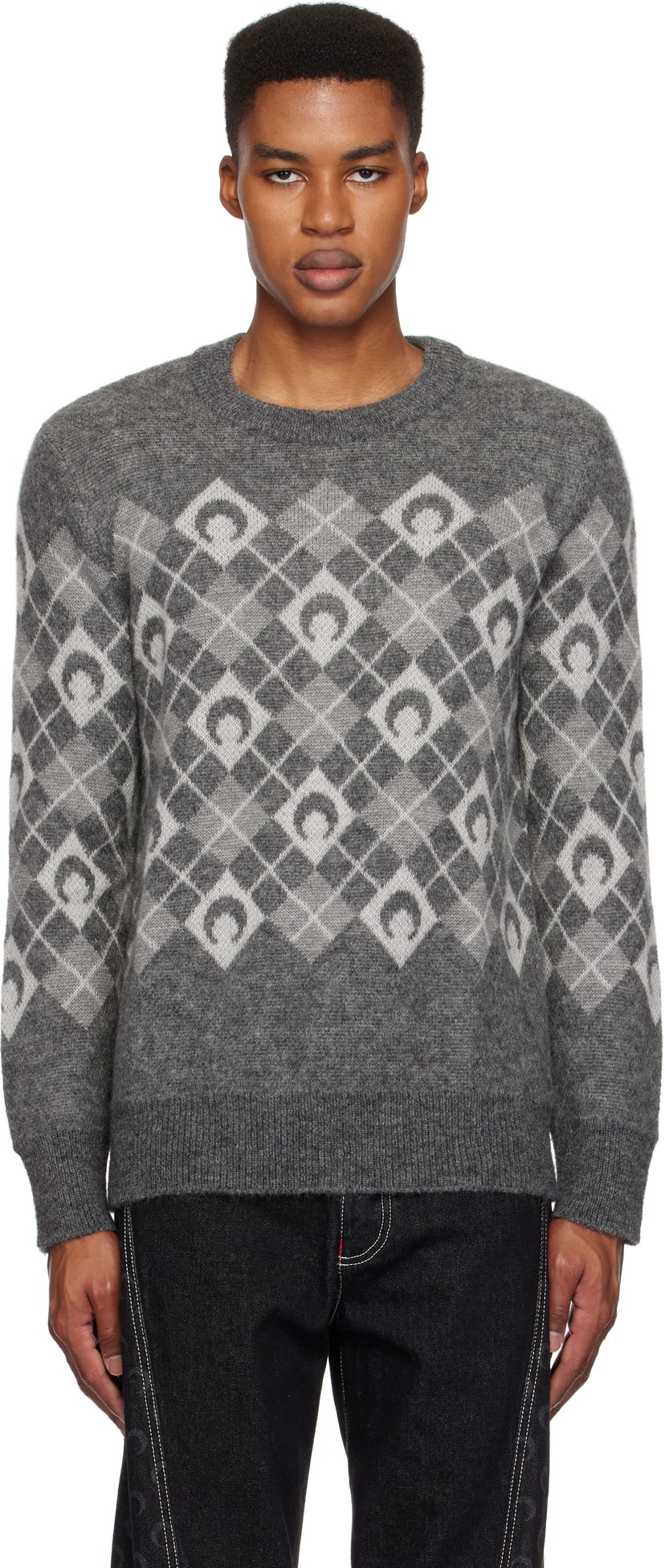 Villapaita Marine Serre Argyle Knit Crewneck Sweater Harmaa | MTK016A CKNI0522