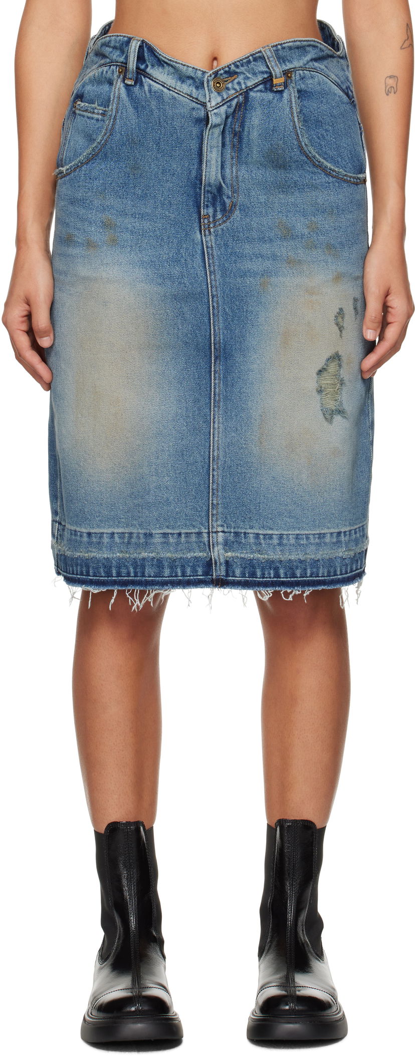 Hame We11done We11done Heart Denim Midi Skirt Sininen | WD-DS3-24-333-W-BL