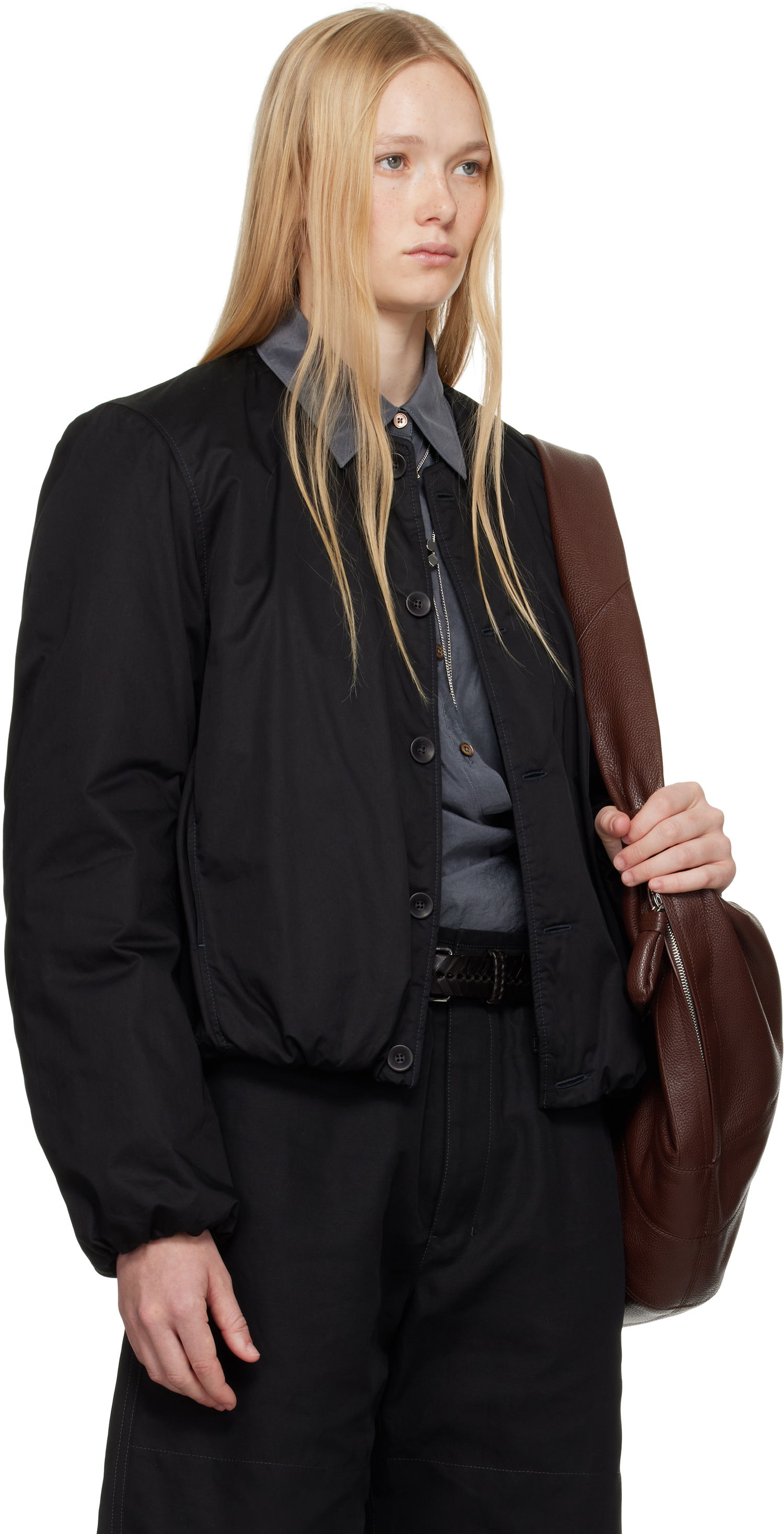 Bomber-takki LEMAIRE Lemaire Wadded Bomber Jacket Musta | OW1128 LF1207, 1