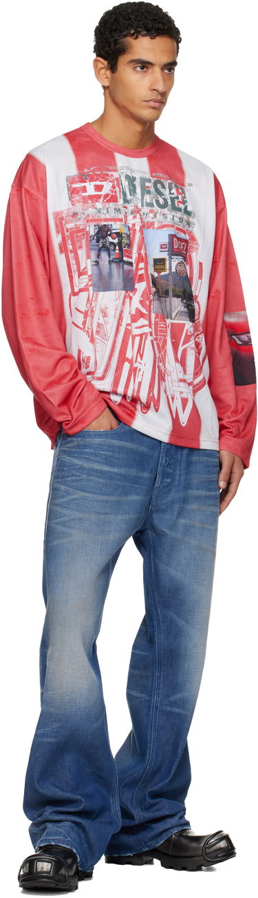 T-paita Diesel T-Ruby Striped Graphic Long Sleeve T-Shirt Monivärinen | A19539-0LKCC-42AA, 4
