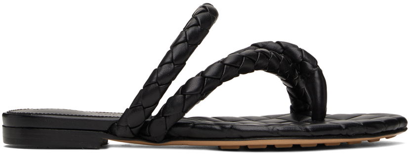 Tennarit ja kengät Bottega Veneta Leaf Flat Sandals Musta | 786913 V3Y50