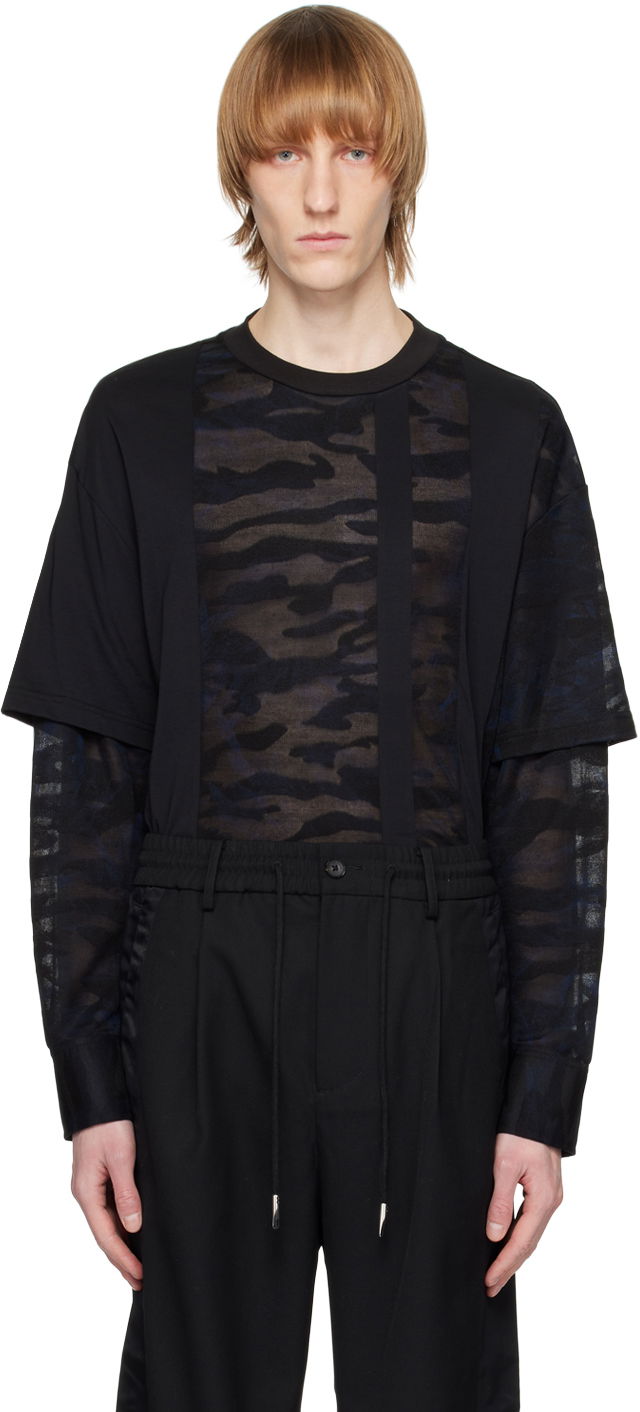 T-paita Feng Chen Wang Feng Chen Wang Camouflage Layered T-Shirt Musta | FMS15SS05
