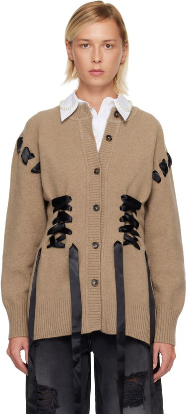 Villapaita Simone Rocha Simone Rocha Sculpted Ribbon Corset Cardigan Beige | LMK8 0660, 0