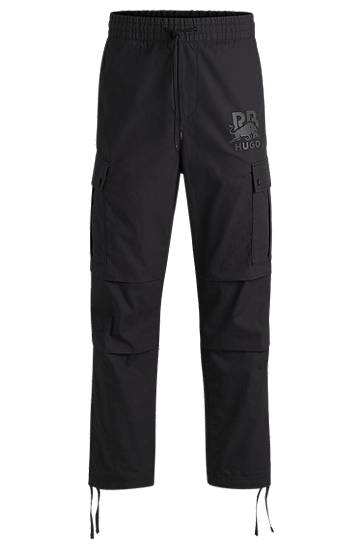 Cargo housut BOSS HUGO x Red Bull Regular-Fit Cargo Trousers Musta | 50542801