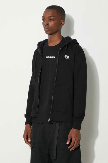 Huppari Alpha Industries Basic Zip Hoody with Logo Print Musta | 118342.03, 0