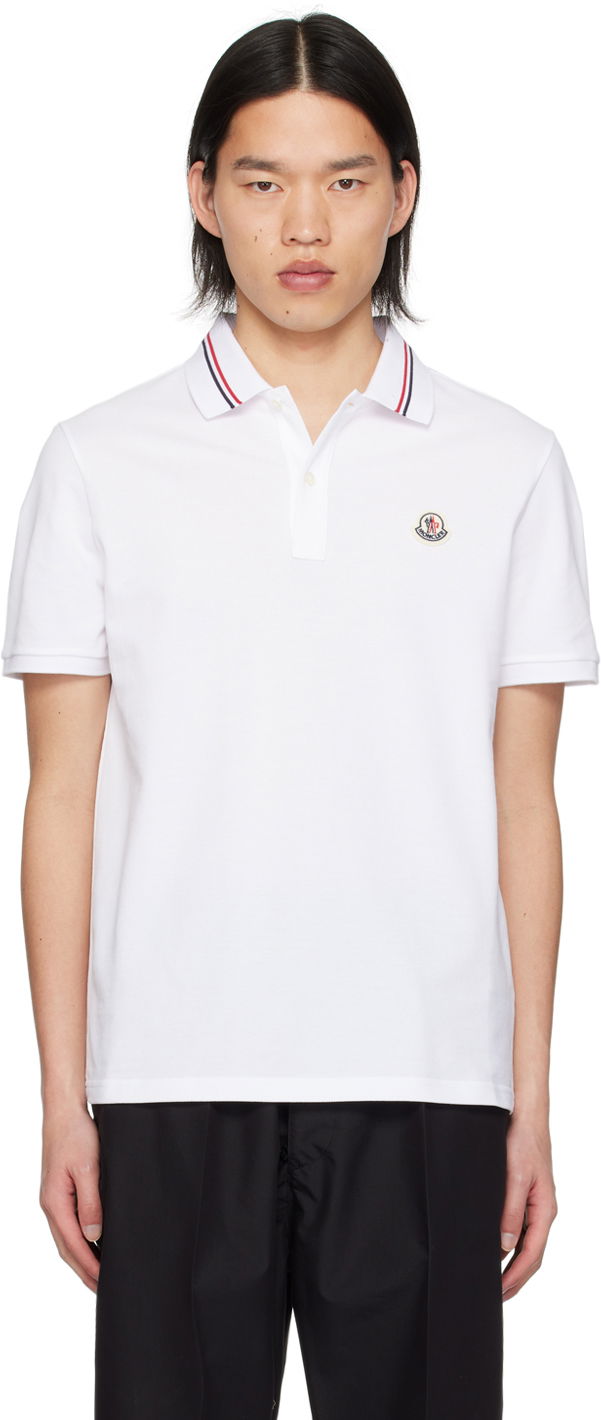 Poolopaita Moncler White Patch Polo Valkoinen | J10918A0002189A16