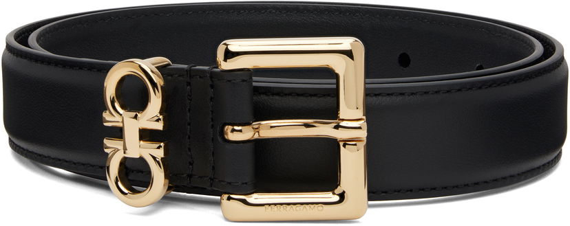 Vyöt FERRAGAMO Salvatore Ferragamo Double Gancini Fixed Belt Musta | 780415