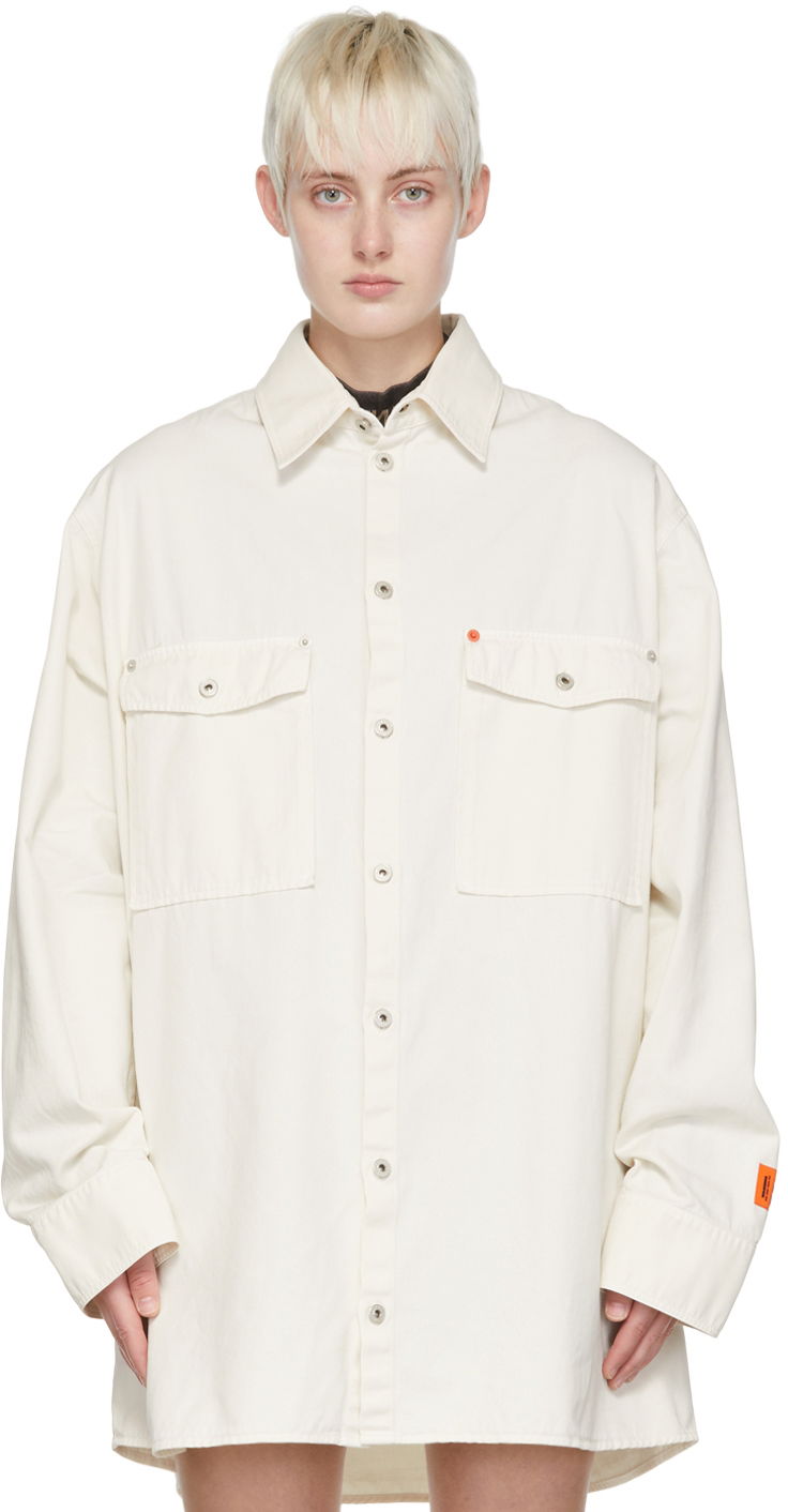 Paita HERON PRESTON Heron Preston Cotton Oversized Shirt Valkoinen | HMGA031S22FAB0010300