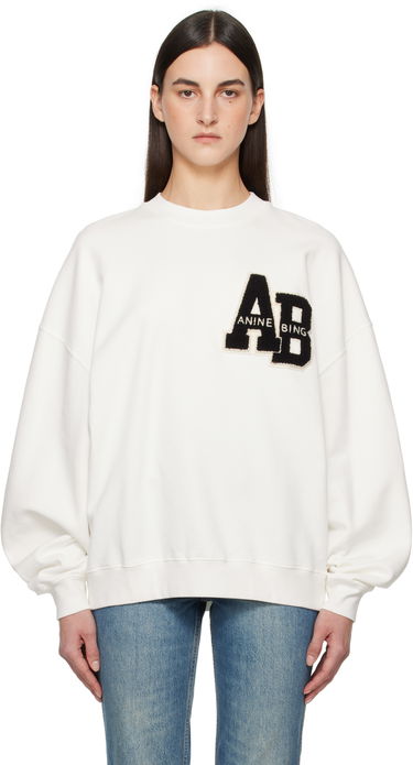 Huppari Anine Bing Anine Bing Miles Oversized Letterman Sweatshirt Valkoinen | A-08-10074-OFW1, 0