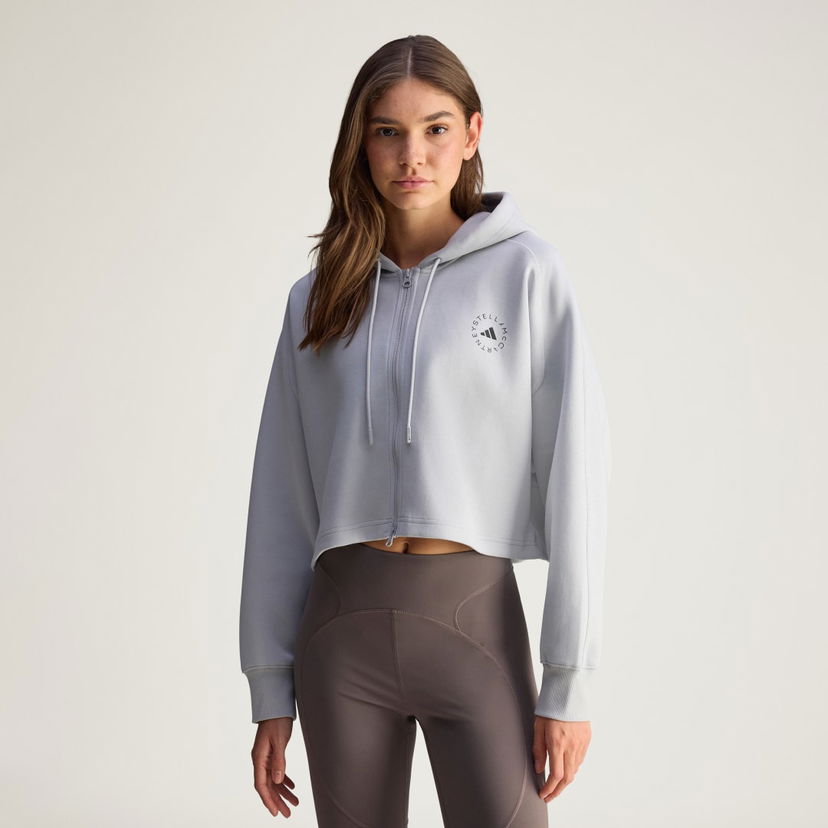 Huppari adidas Performance Stella McCartney Sportswear Cropped Full-Zip Hoodie Harmaa | JW4689