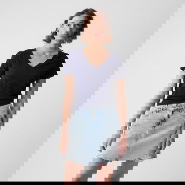 T-paita GAP Basic V-Neck Tee Navy Uniform Tummansininen | 740140-06, 0