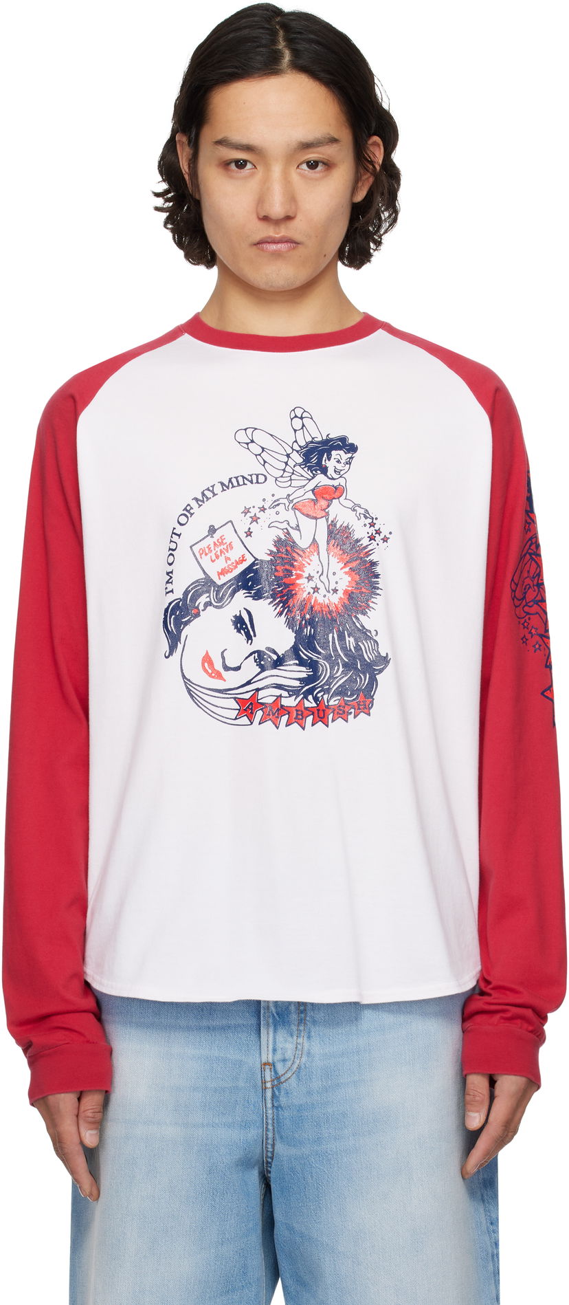 T-paita Ambush AMBUSH Raglan Graphic Long Sleeve T-Shirt Valkoinen | 12115325