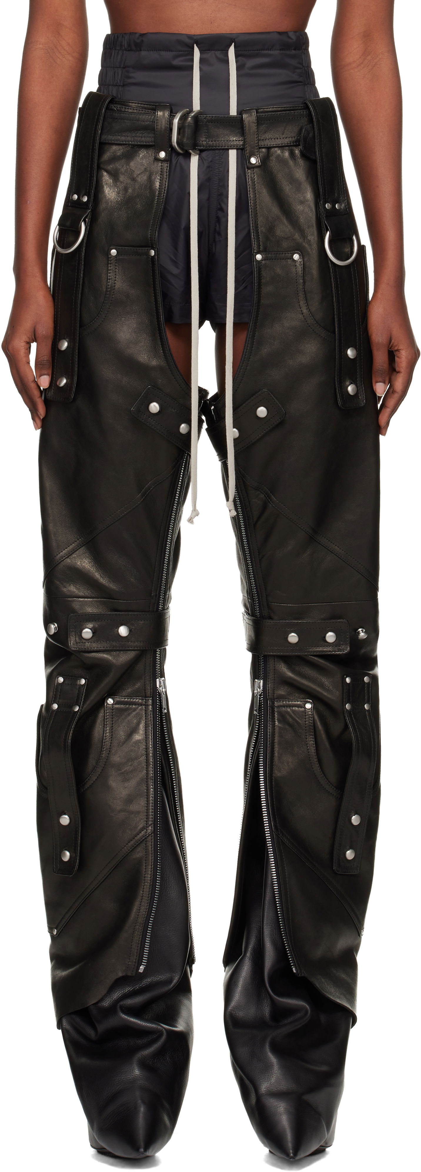 Housut Rick Owens Concordians Leo Prothmann Edition Chaps Leather Trousers Musta | RO02E4436 LNV, 0