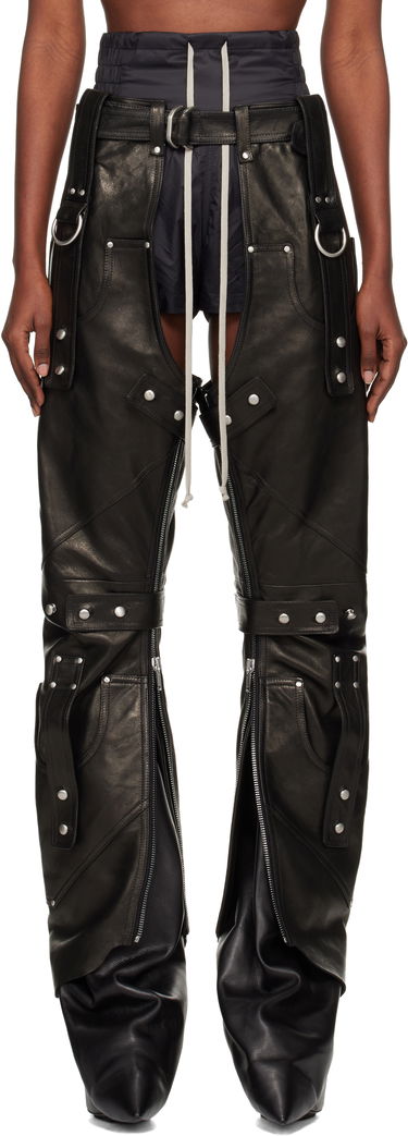 Housut Rick Owens Concordians Leo Prothmann Edition Chaps Leather Trousers Musta | RO02E4436 LNV, 0