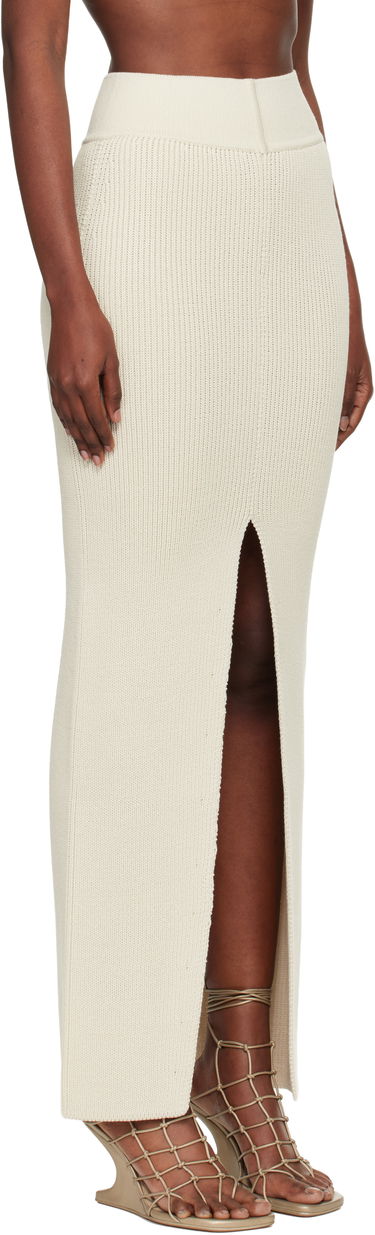 Hame Rick Owens Rick Owens Concordians Ribbed Knit Sliced Midi Skirt Valkoinen | RO02E4671 KWVH, 1