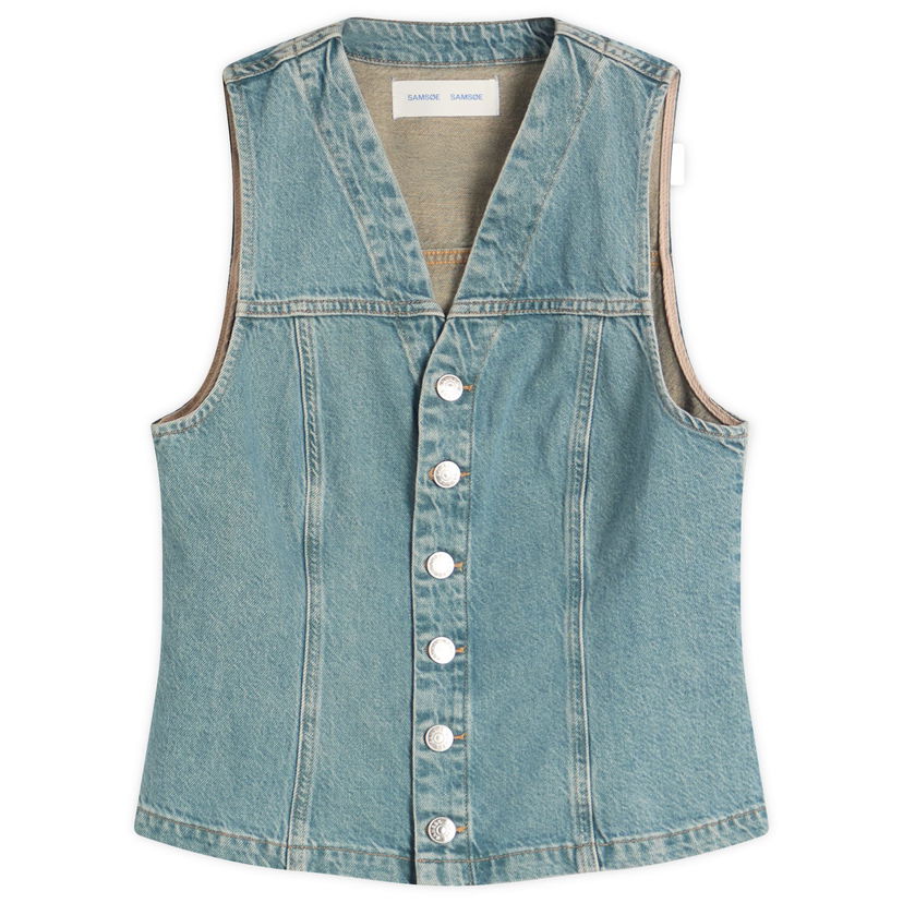 Liivi Samsoe Samsoe Sabeth Denim Vest, Size Medium Sininen | F25200020-CLR002159