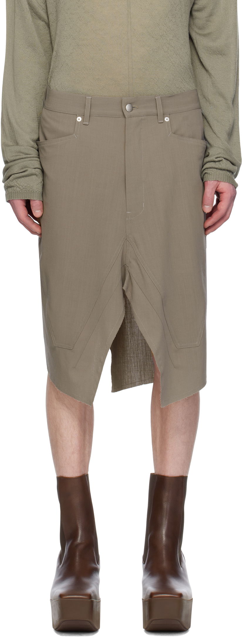 Hame Rick Owens Rick Owens Hollywood Slivered Skirt Vihreä | RU01E5345 WLP