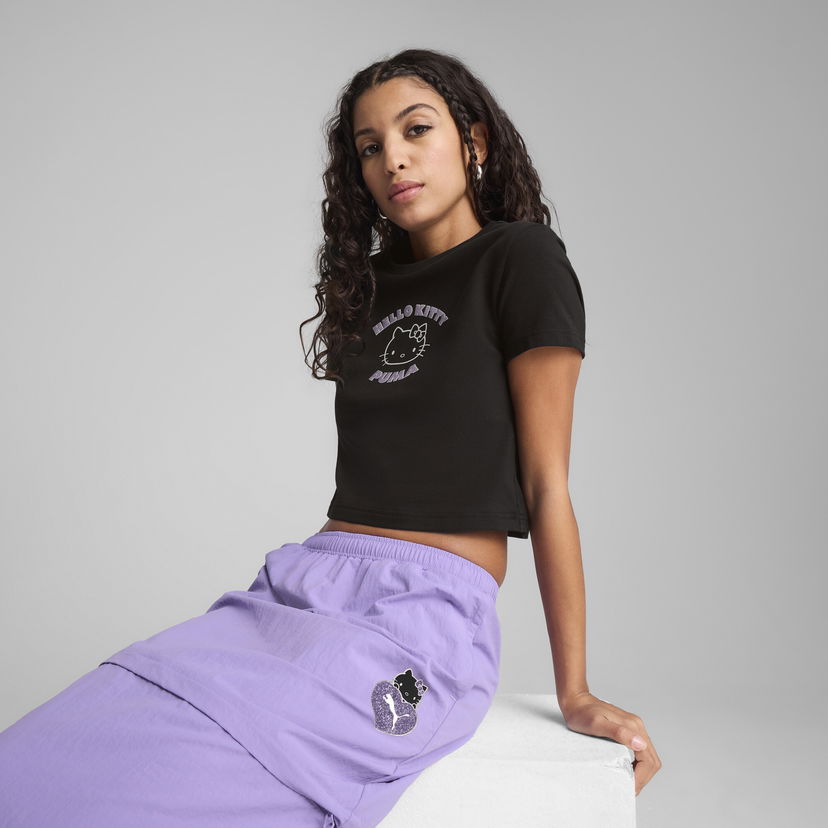 Crop top Puma PUMA X HELLO KITTY AND FRIENDS Women's Cropped T-Shirt Musta | 631613_01