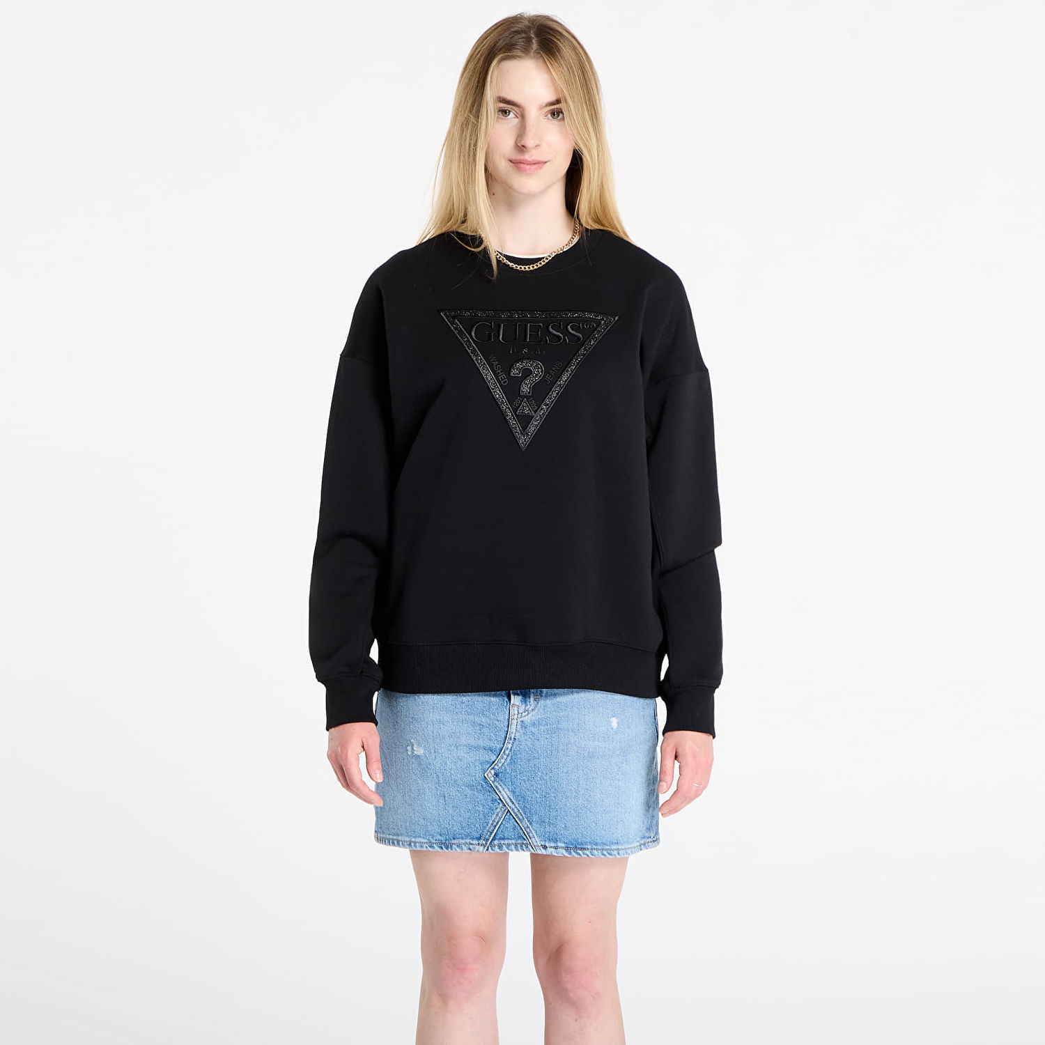 Huppari GUESS GUESS Triangle Glitter Sweatshirt Musta | W5BQ11KC8I1-JBLK, 0