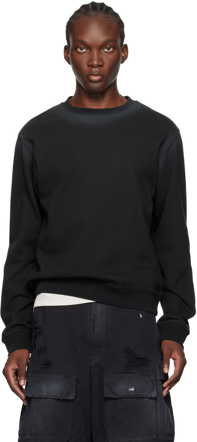 Villapaita We11done Faded Sweatshirt Musta | WD-TS2-24-721-U-BK