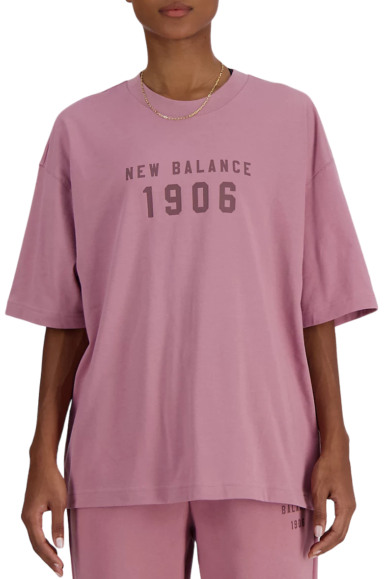 T-paita New Balance Iconic Collegiate Jersey Oversized Vaaleanpunainen | wt41519-rse