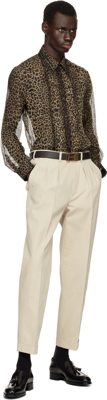 Housut Tom Ford TOM FORD Double Pleat Gabardine Trousers Beige | SHP004-FMC187S25, 4
