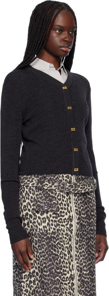 Villapaita GANNI Ganni Mini Ribbed Merino Cardigan Harmaa | K2474, 1