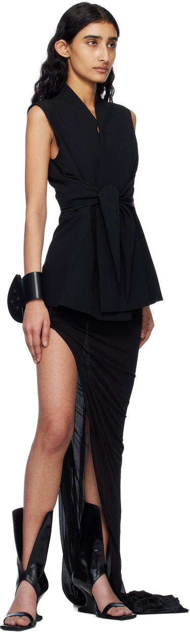 Liivi Rick Owens Rick Owens Hollywood SL Strutter Sleeveless Wrap Blouse Musta | RP01E7709 WLP, 3