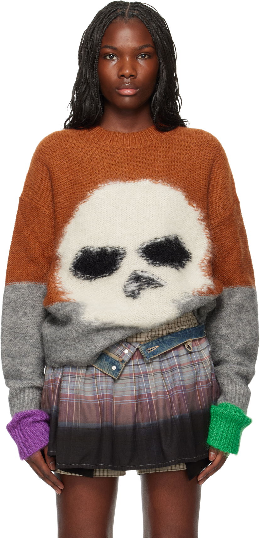 Villapaita ERL Mohair Skull Sweater Ruskea | ERL09N004