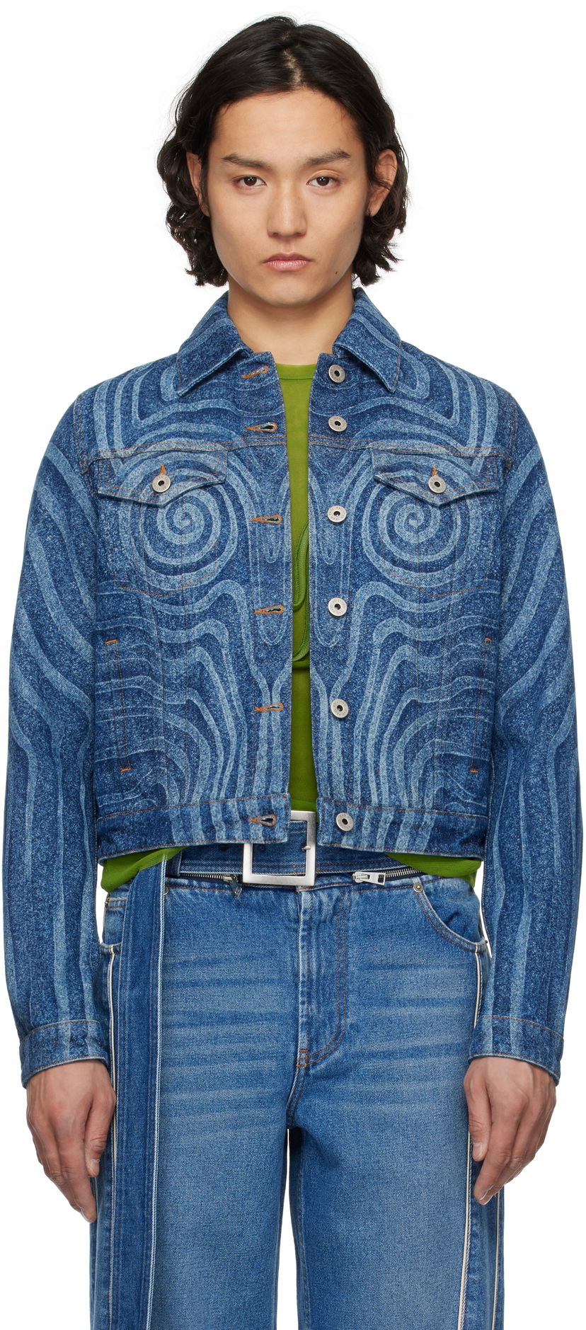 Takki Jean Paul Gaultier Jean Paul Gaultier Spiral Denim Jacket Sininen | 25/34-U-VE114L-D017-5556