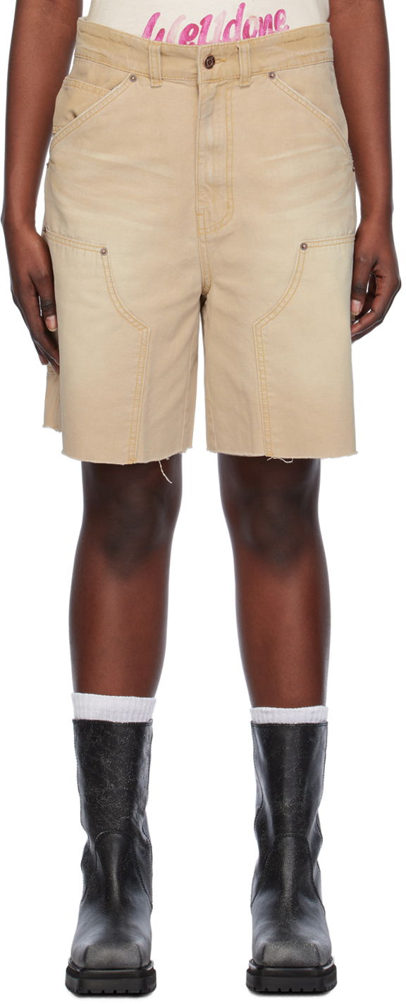 Shortsit We11done We11done Raw Edge Shorts Beige | WD-DP0-24-379-M-BG