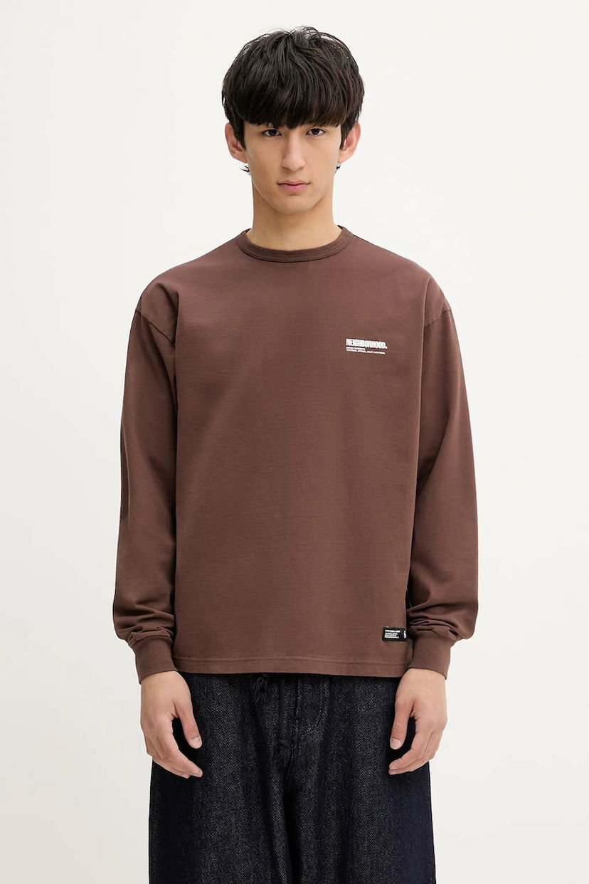 T-paita Neighborhood NEIGHBORHOOD Classic Crewneck Ls Graphic Tee Ruskea | 251FPNH.CSM03