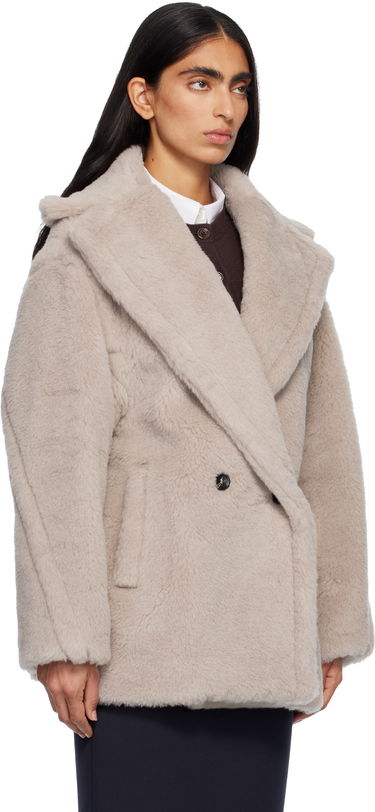 Takit Max Mara Olga Plush Double-Breasted Coat Beige | 2521086032600, 1