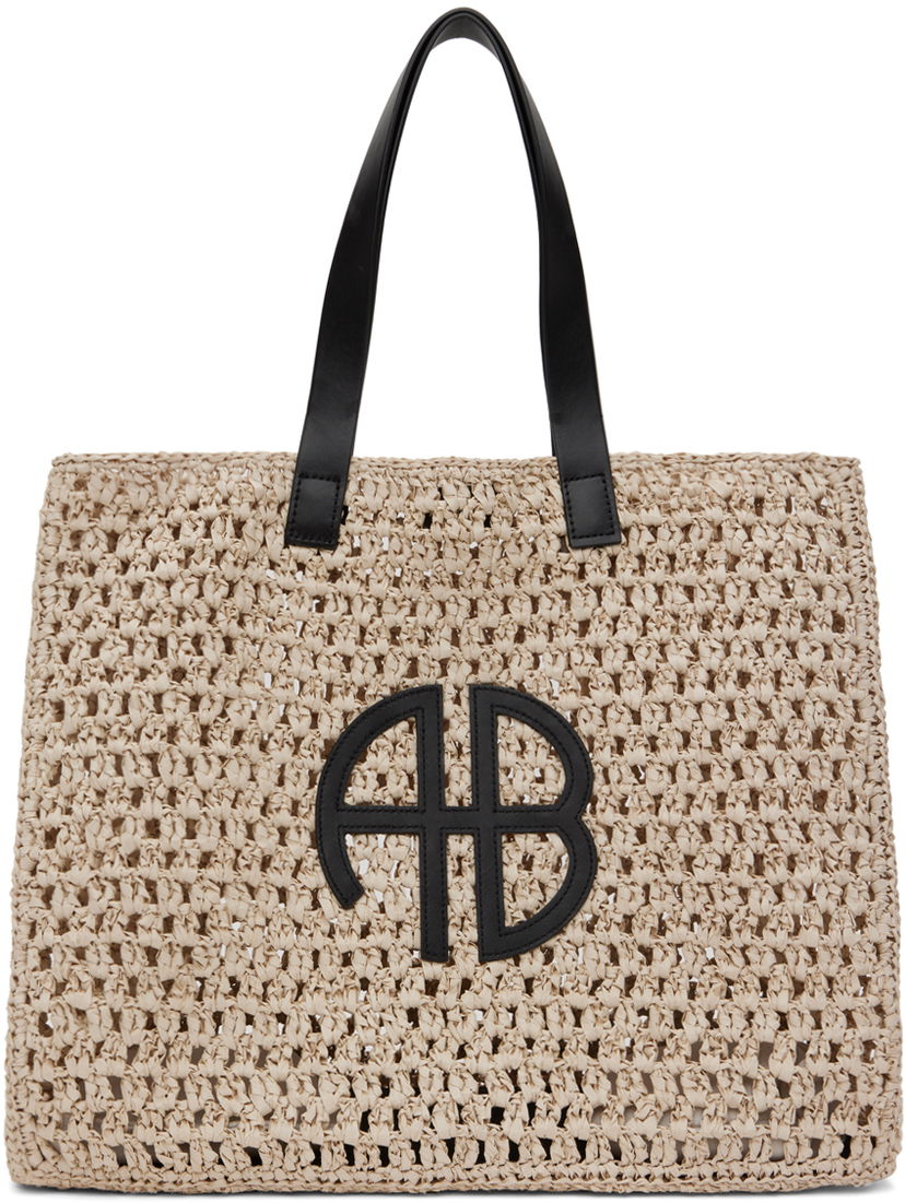 Kangaskassi Anine Bing Large Crochet Tote Bag Beige | A-13-2158-022