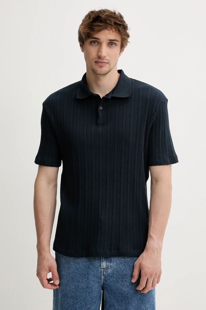 Poolopaita Samsoe Samsoe Ribbed Polo Shirt SAKEVIN Tummansininen | M25200034