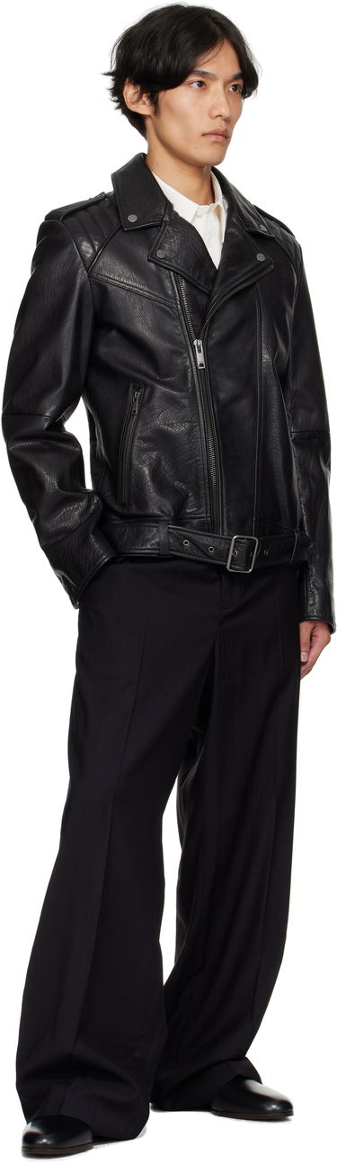 Takki BOSS Regular-fit biker jacket in buffalo leather Musta | 50542108, 4