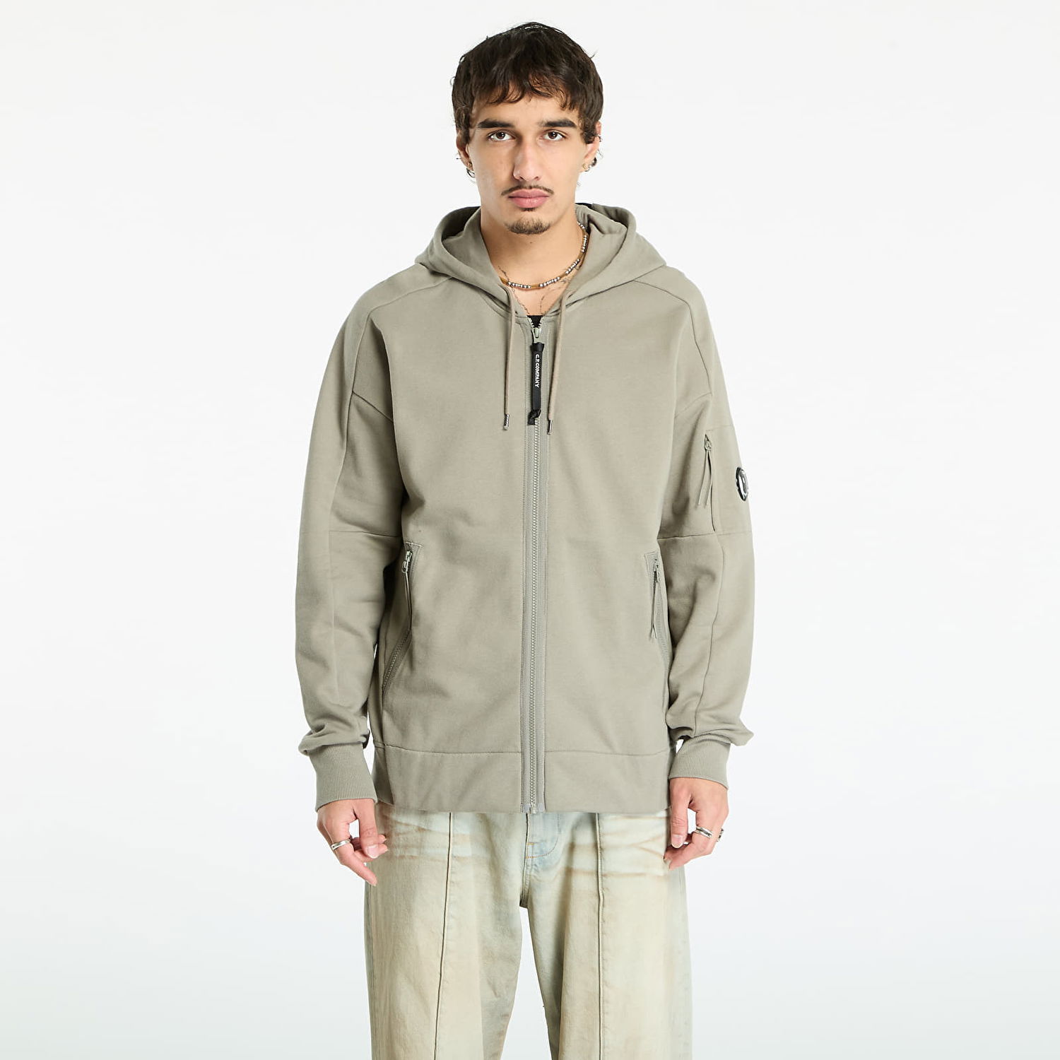 Huppari C.P. Company C.P. Company Diagonal Raised Fleece Full Zip Hoodie Harmaa | 19CMSS716A005086W-356, 0