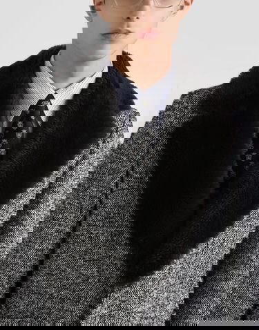 Takki Dolce & Gabbana Dolce & Gabbana Single-Breasted Dotted Wool Jacket with Fur Collar Harmaa | G2VJ9ZFMZAKS8030, 3