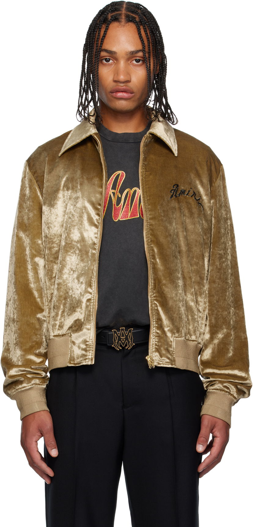 Takki AMIRI AMIRI Dragon Velvet Jacket Beige | AMOUBB1054