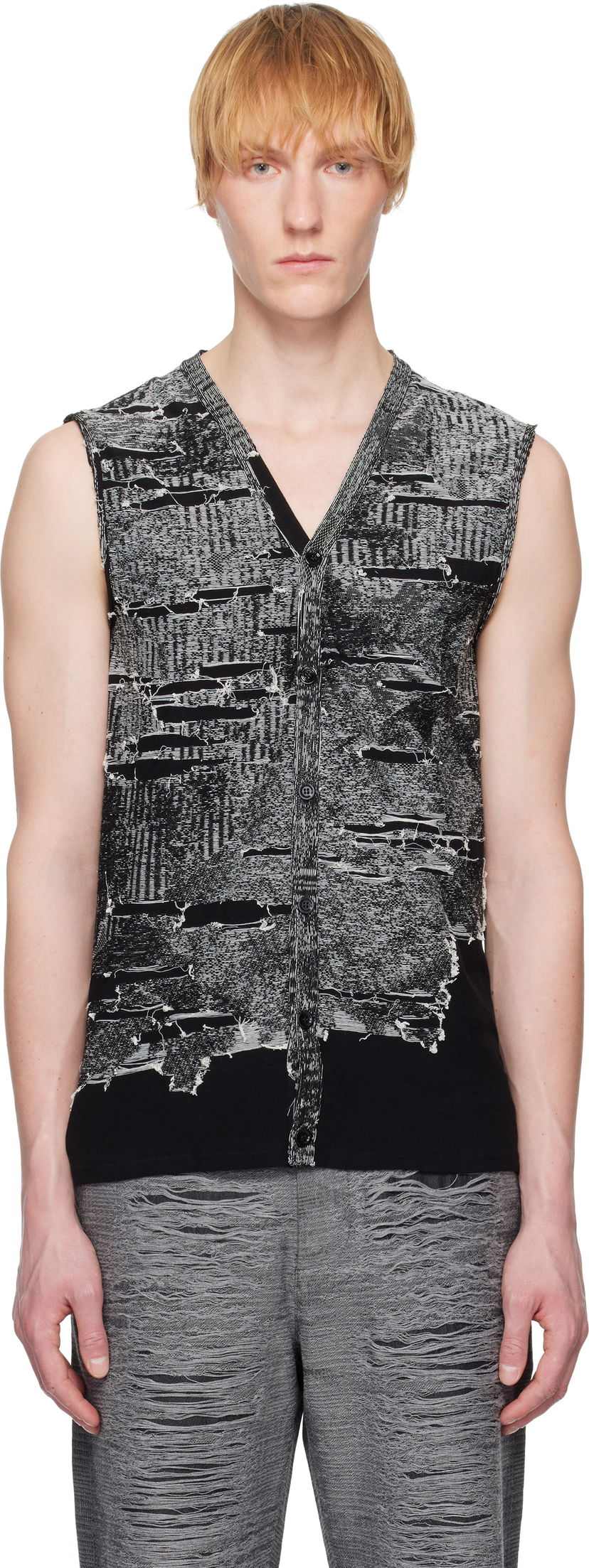 Villapaita Diesel Diesel K-Callisto Distressed Knit Vest Musta | A19222-0AFBV-900
