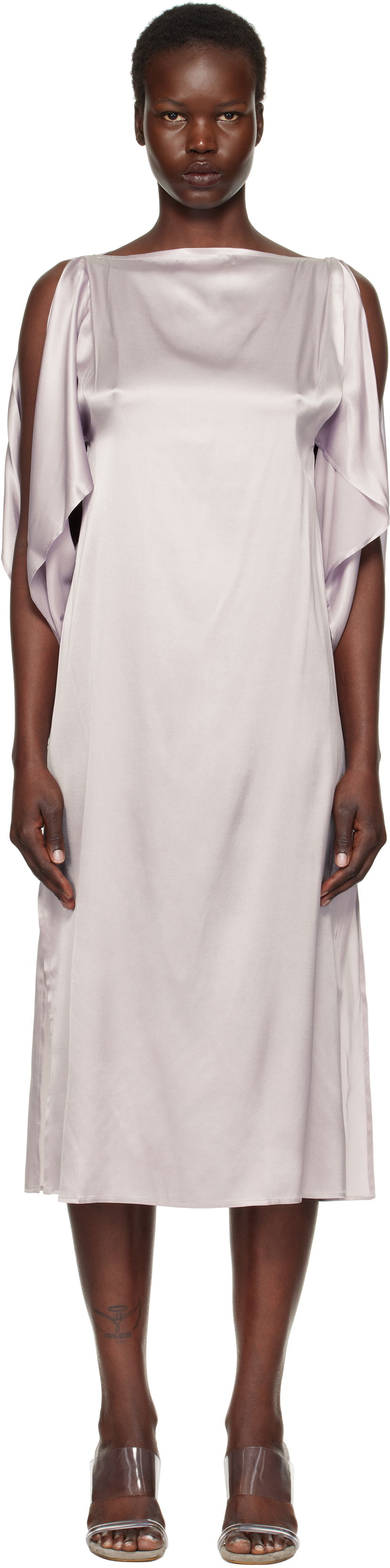 Mekko Baserange Silk Midi Dress Violetti | DRCLS-SI-SP25