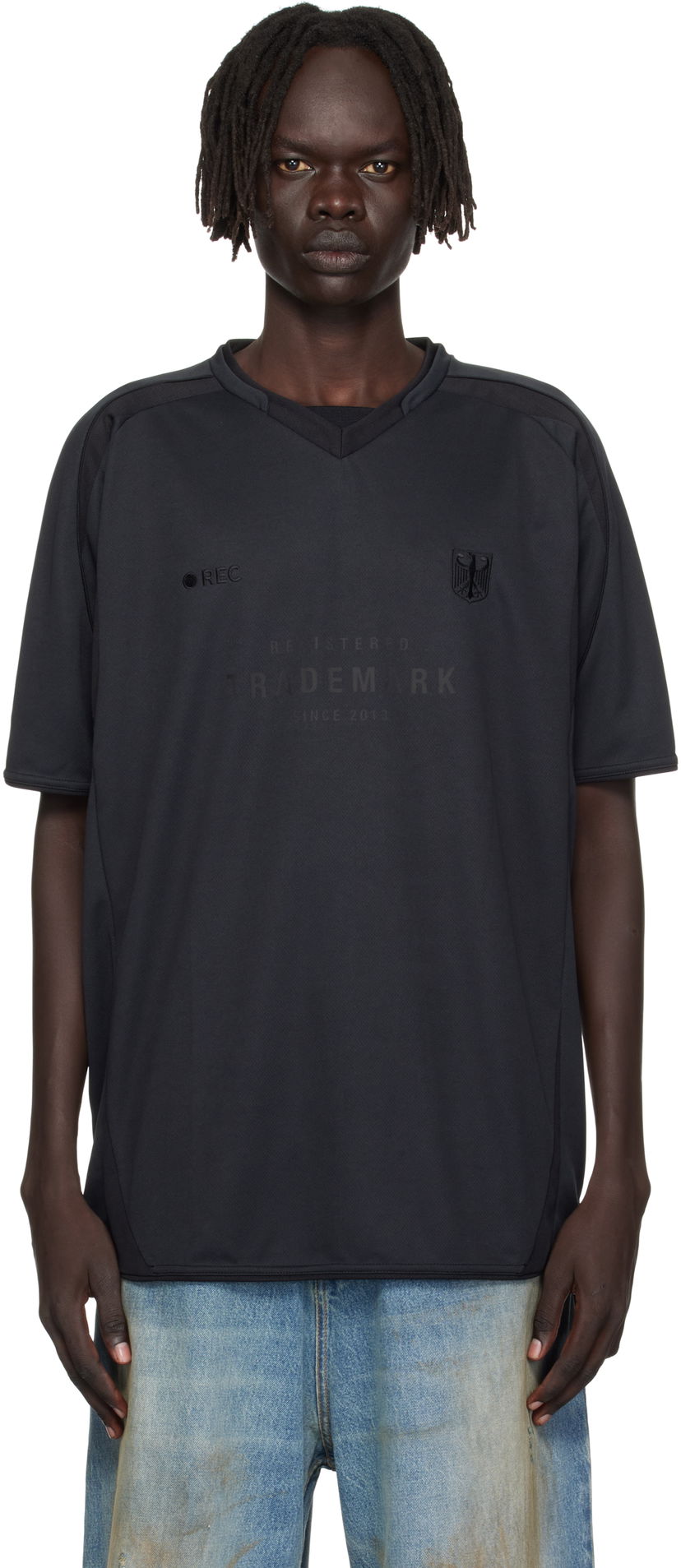 T-paita VETEMENTS Trademark Football Jersey Musta | UH76TR500B
