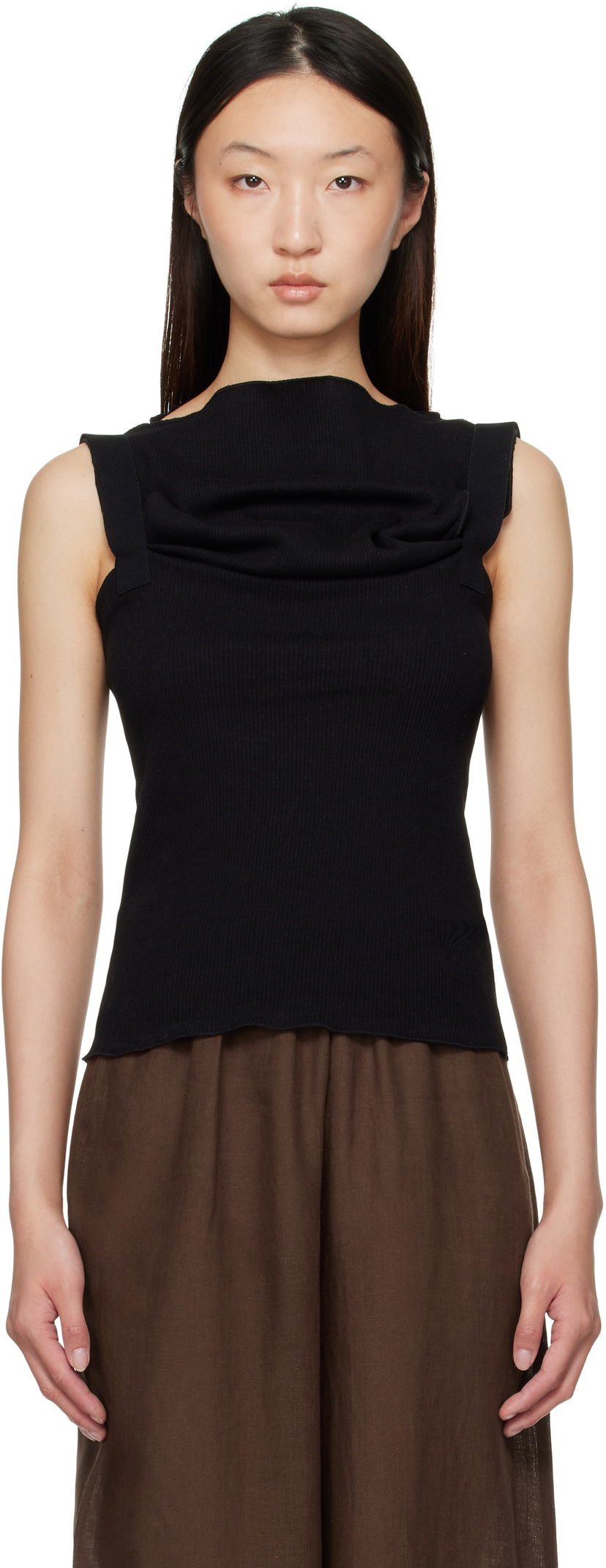 Tankkitoppi Baserange Baserange Lud Cowl Neck Sleeveless Top Musta | TTLT-RCR-AU25